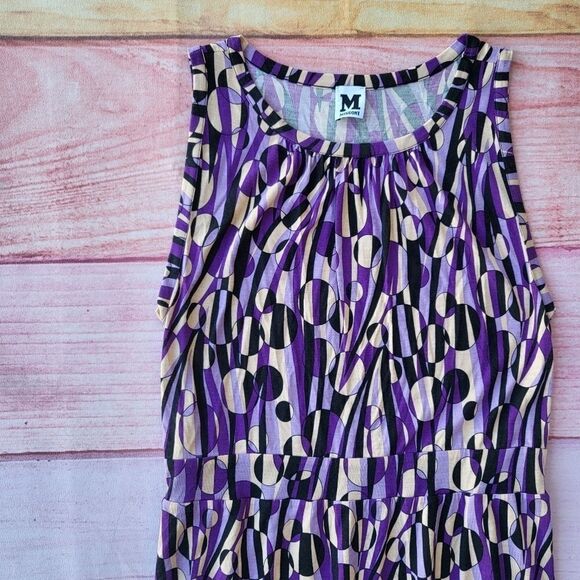 M Missoni Purple Geometric Print Jersey Knit‎ Retro Mini Shift Dress 10US - Picture 2 of 8